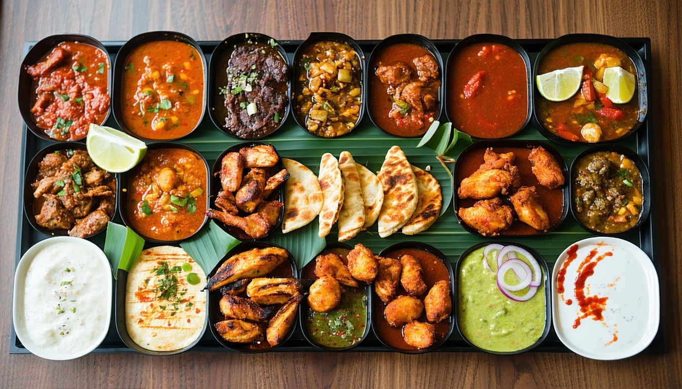 A delicious platter of Indian street food specialties served at The Bombay Grillz